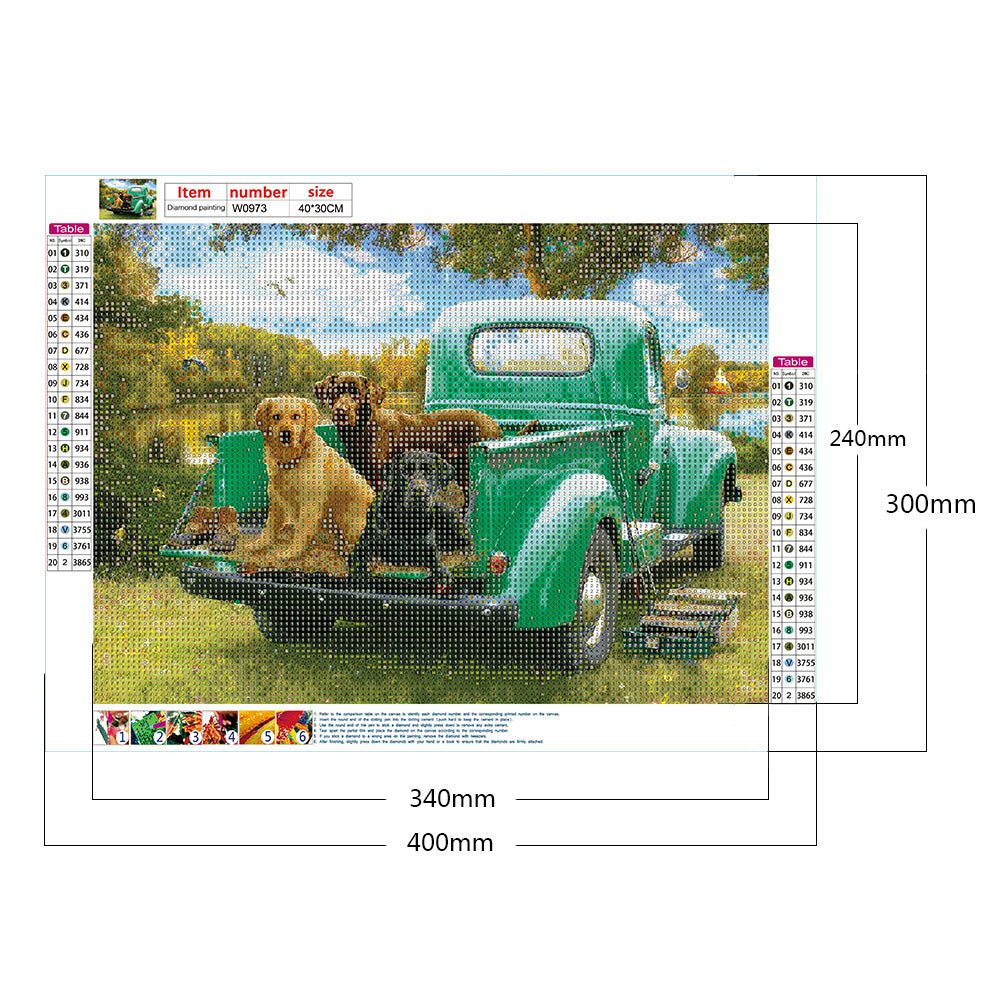 Village Car - Full Round Drill Diamond Painting 40*30CM