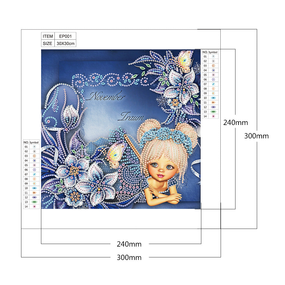 Cartoon Girl - Special Shaped Drill Diamond Painting 30*30CM