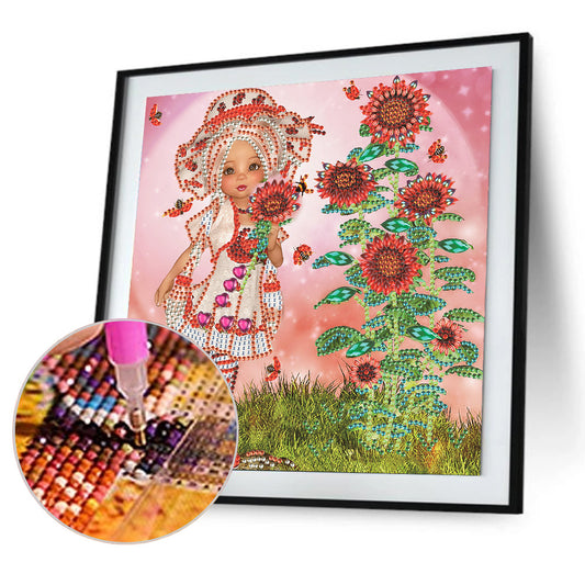 Cartoon Girl - Special Shaped Drill Diamond Painting 30*30CM