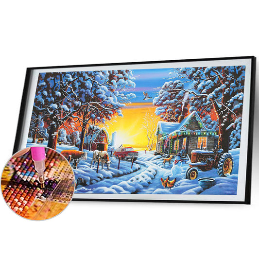 Snow Village - Full Round Drill Diamond Painting 80*40CM