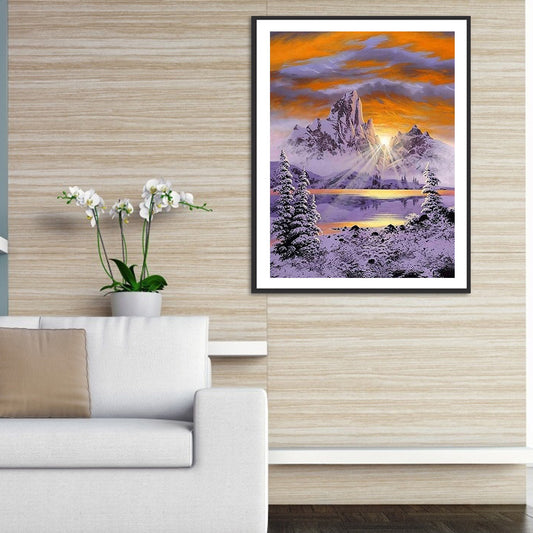 Sunrise Mountain - Full Round Drill Diamond Painting 30*40CM
