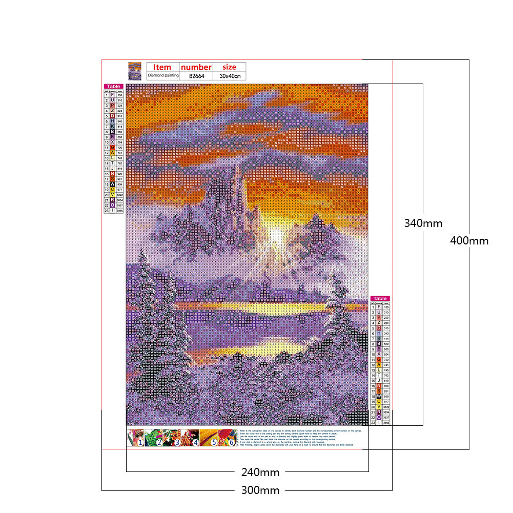 Sunrise Mountain - Full Round Drill Diamond Painting 30*40CM