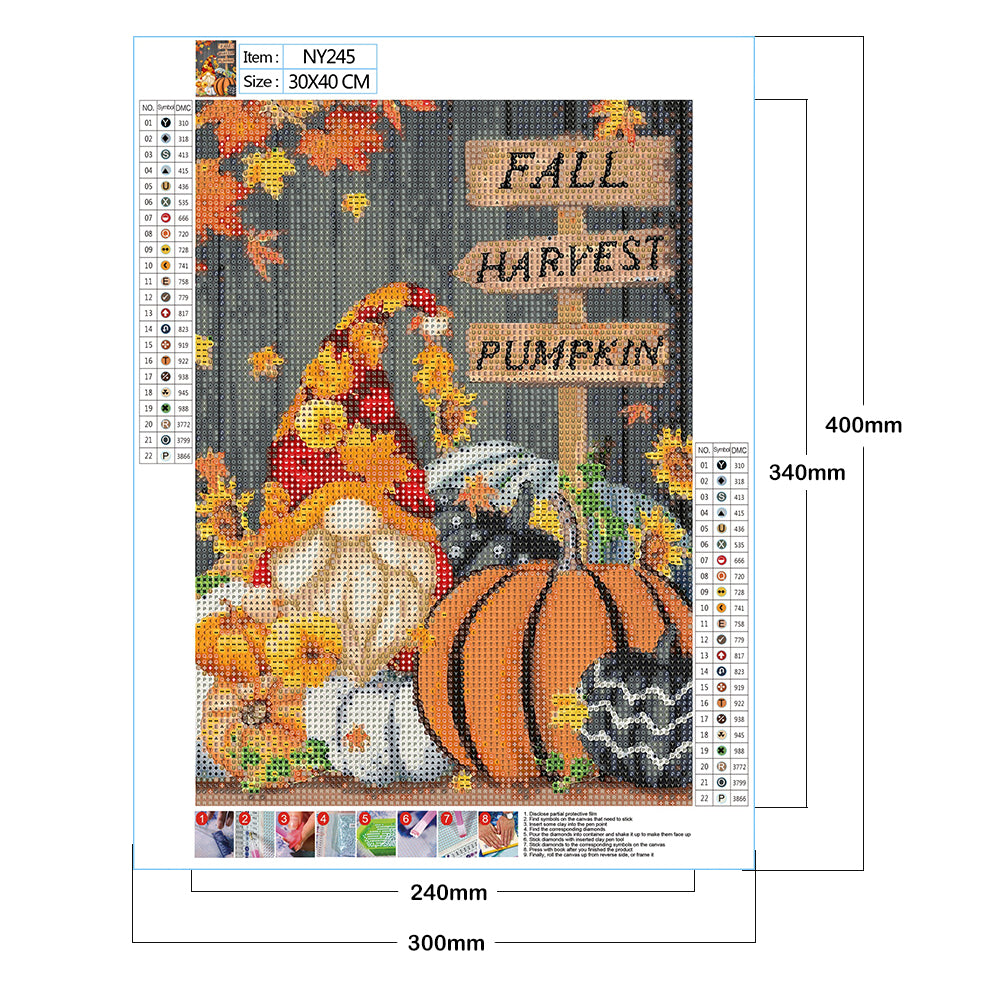 Pumpkin Gnome - Full Round Drill Diamond Painting 30*40CM