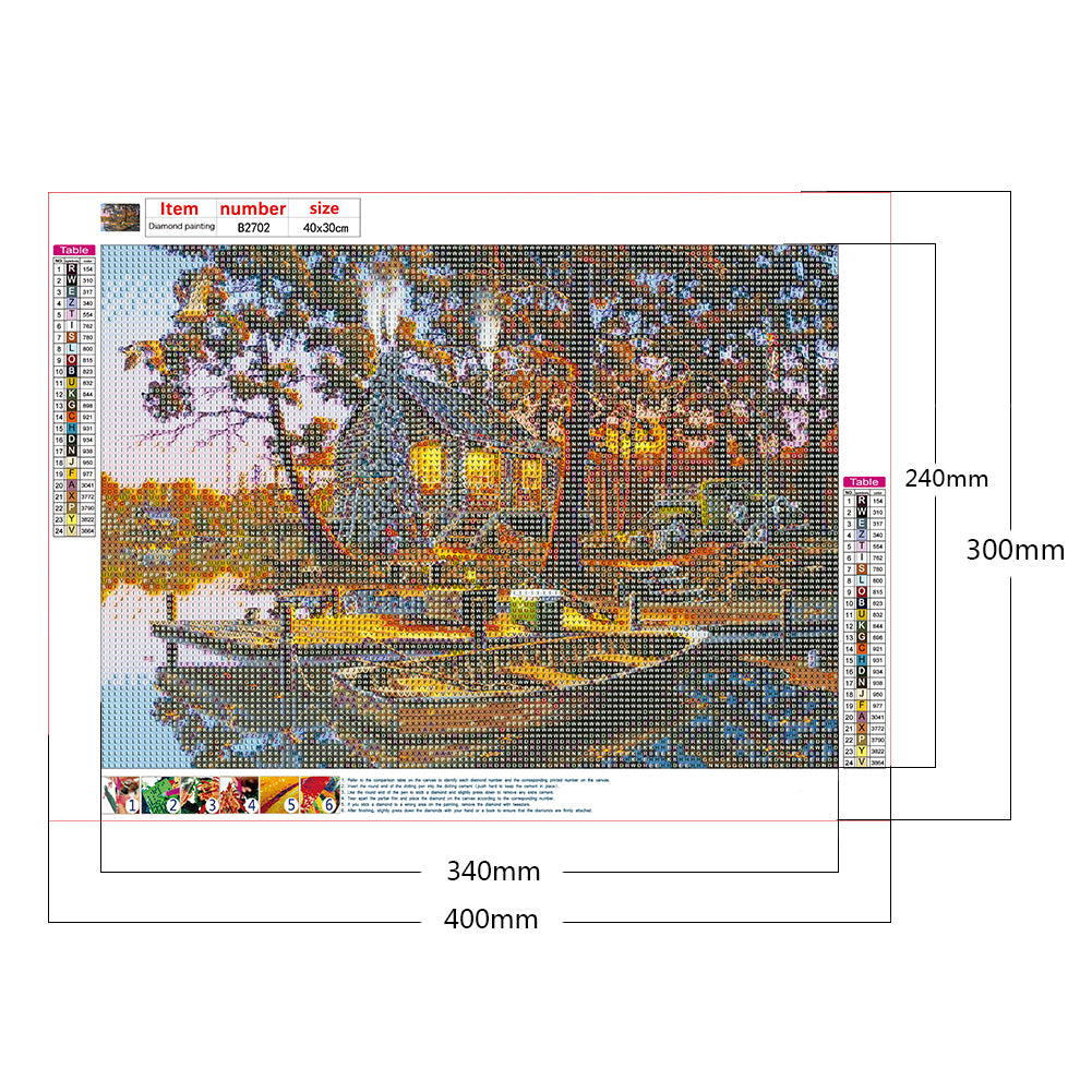 Lake Landscape - Full Round Drill Diamond Painting 40*30CM