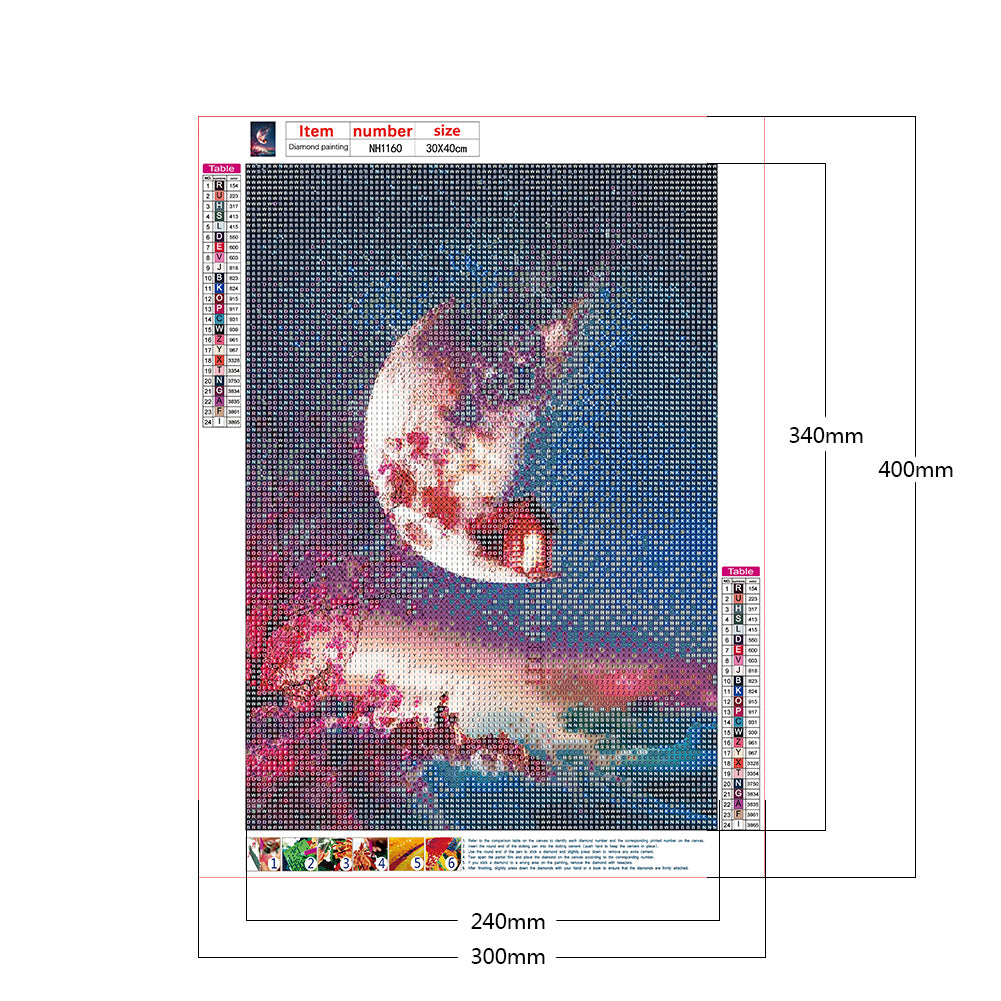 Starry Moon - Full Round Drill Diamond Painting 30*40CM