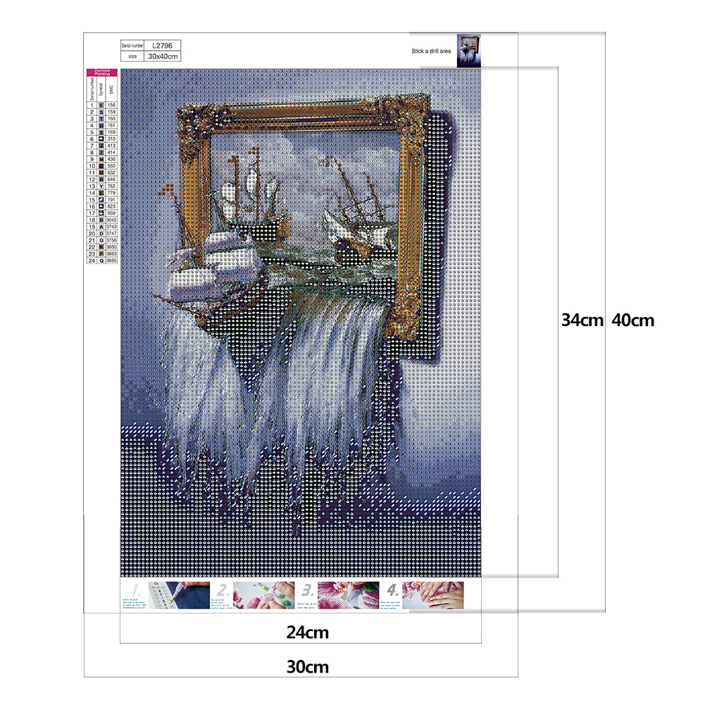 Sailing Waterfall - Full Round Drill Diamond Painting 30*40CM