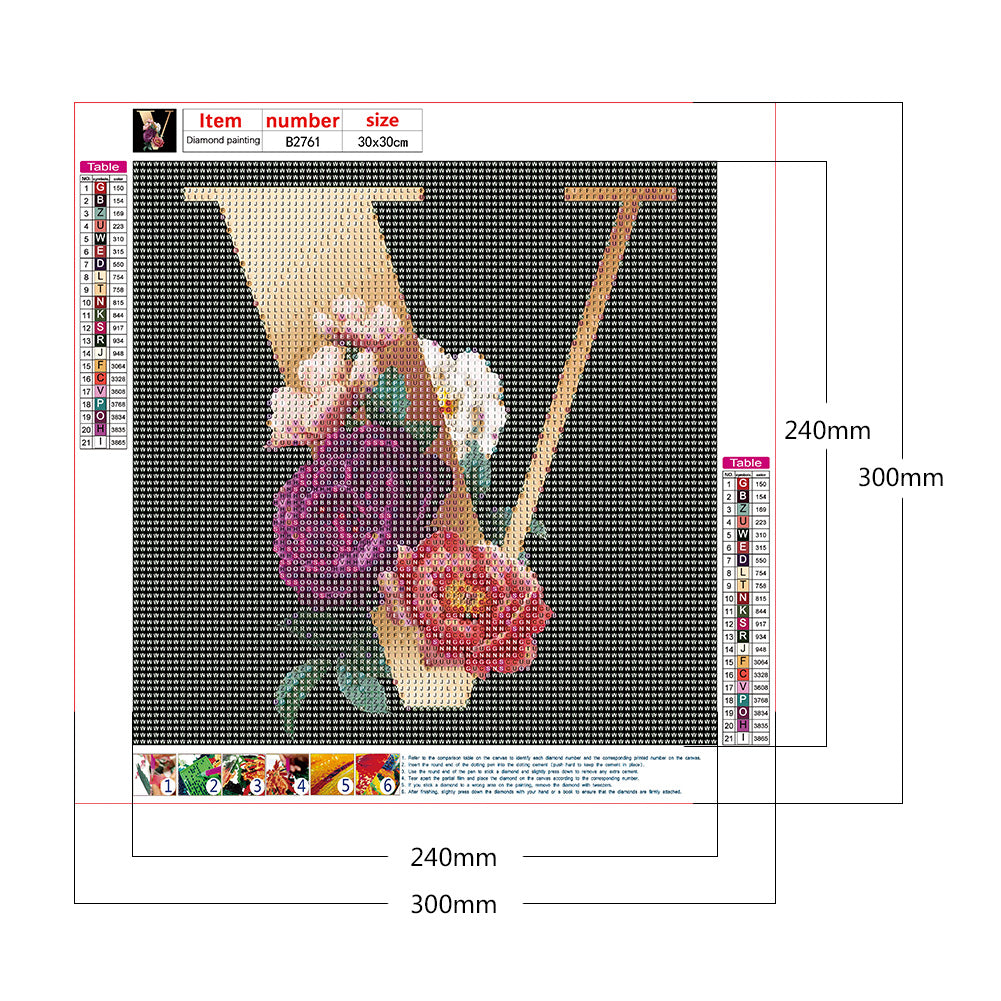 Flower Letter - Full Round Drill Diamond Painting 30*30CM