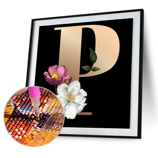 Flower Letter - Full Round Drill Diamond Painting 30*30CM
