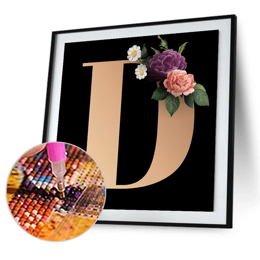 Flower Letter - Full Round Drill Diamond Painting 30*30CM