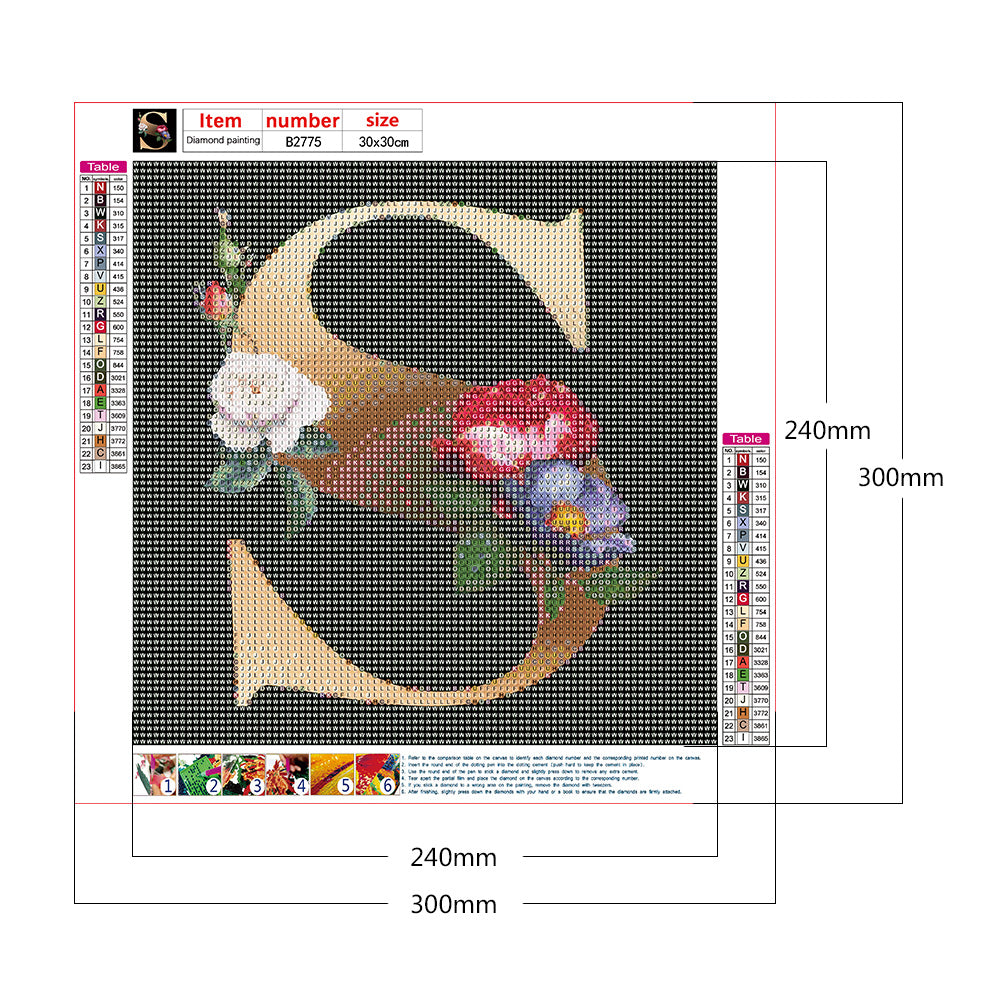 Flower Letter - Full Round Drill Diamond Painting 30*30CM