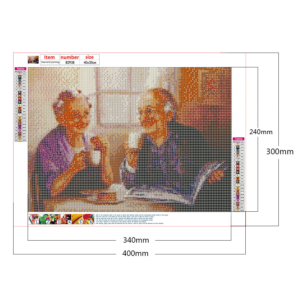 Old Couple - Full Round Drill Diamond Painting 40*30CM