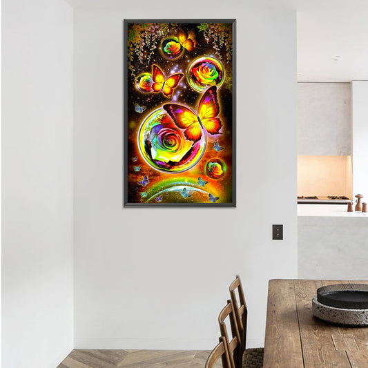 Rose Butterfly - Full Round Drill Diamond Painting 40*70CM
