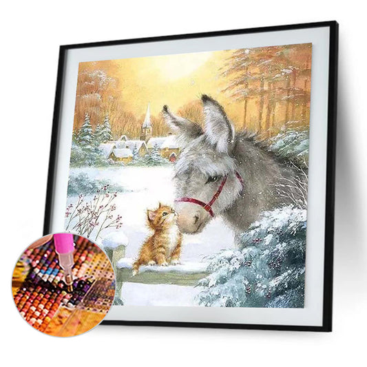 Snowland Donkey - Full Round Drill Diamond Painting 30*30CM