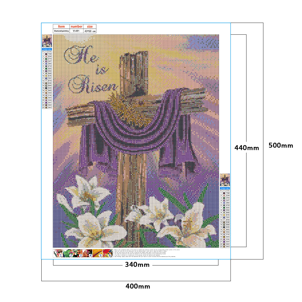 Cross Flowers - Full Round Drill Diamond Painting 40*50CM