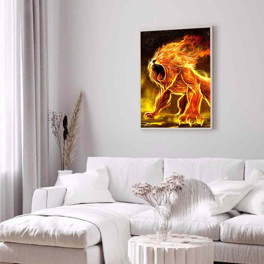 Flame Lion - Full Round Drill Diamond Painting 50*60CM