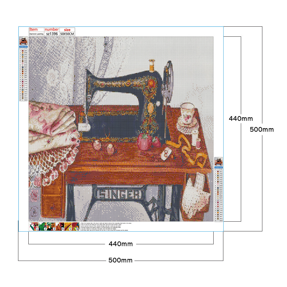 Sewing Machine - Full Round Drill Diamond Painting 50*50CM