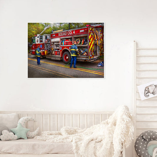 Fire Truck - Full Round Drill Diamond Painting 40*30CM