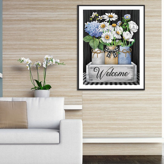 Welcome Vase - Full Round Drill Diamond Painting 30*40CM