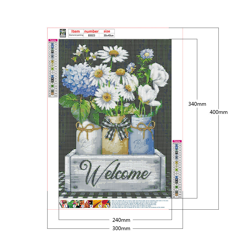 Welcome Vase - Full Round Drill Diamond Painting 30*40CM