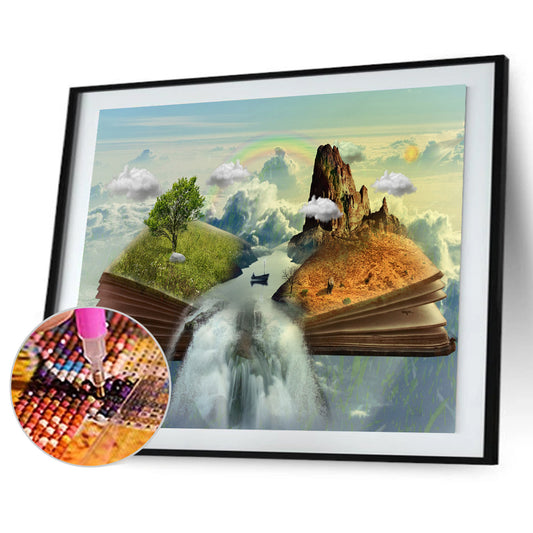 Waterfall Landscape - Full Round Drill Diamond Painting 50*40CM