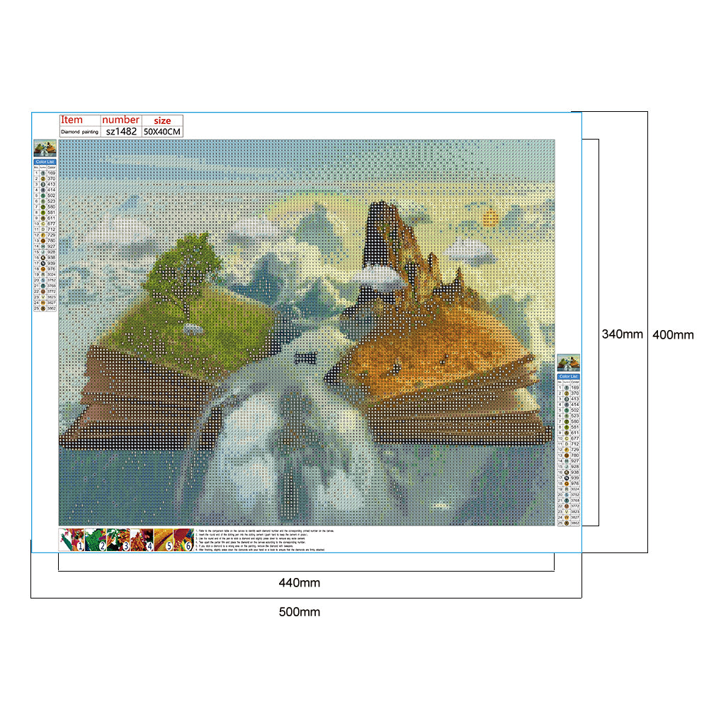 Waterfall Landscape - Full Round Drill Diamond Painting 50*40CM