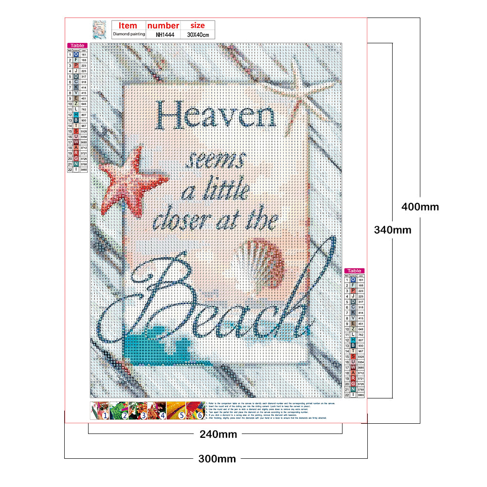 Beach Letters - Full Round Drill Diamond Painting 30*40CM