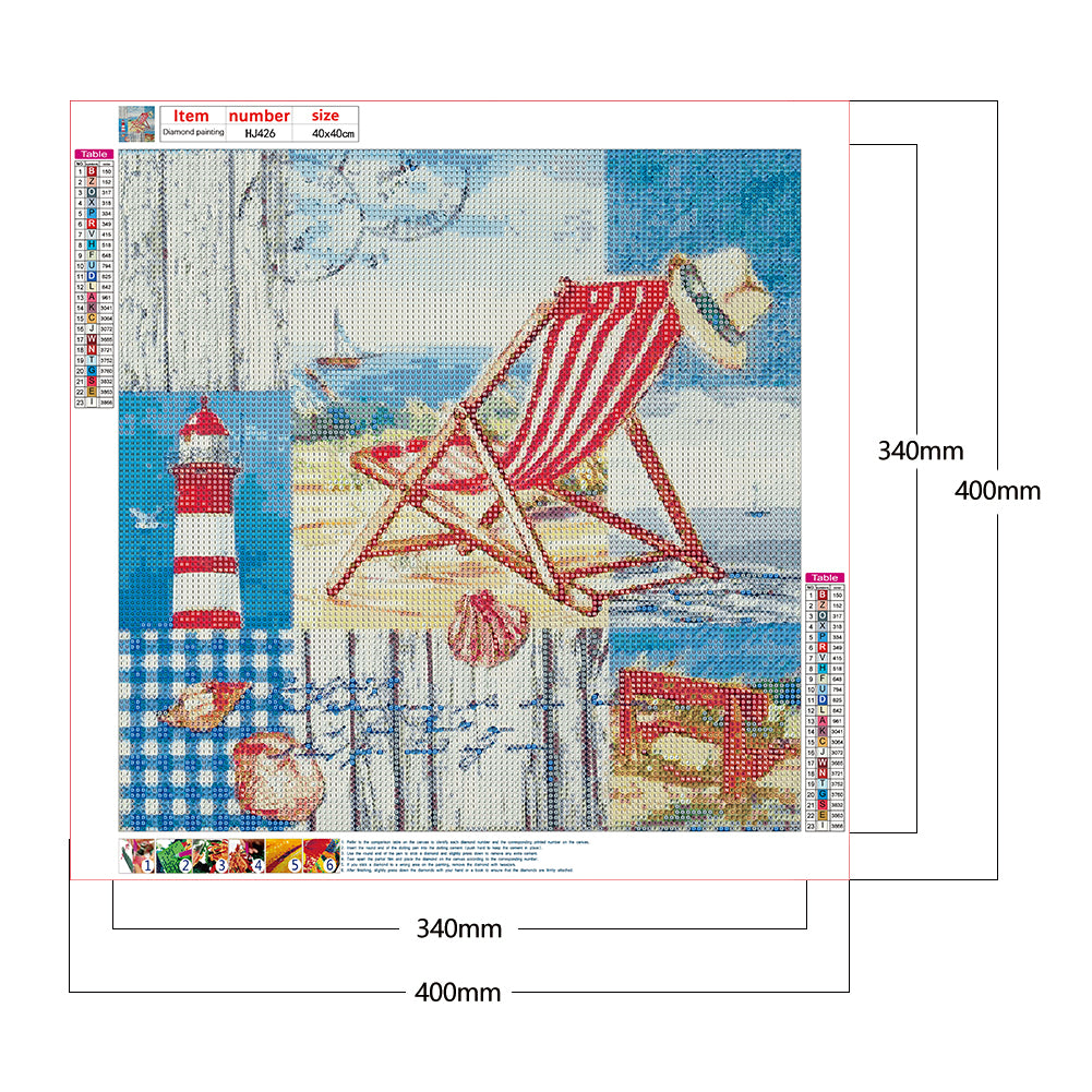 Beach - Full Round Drill Diamond Painting 40*40CM