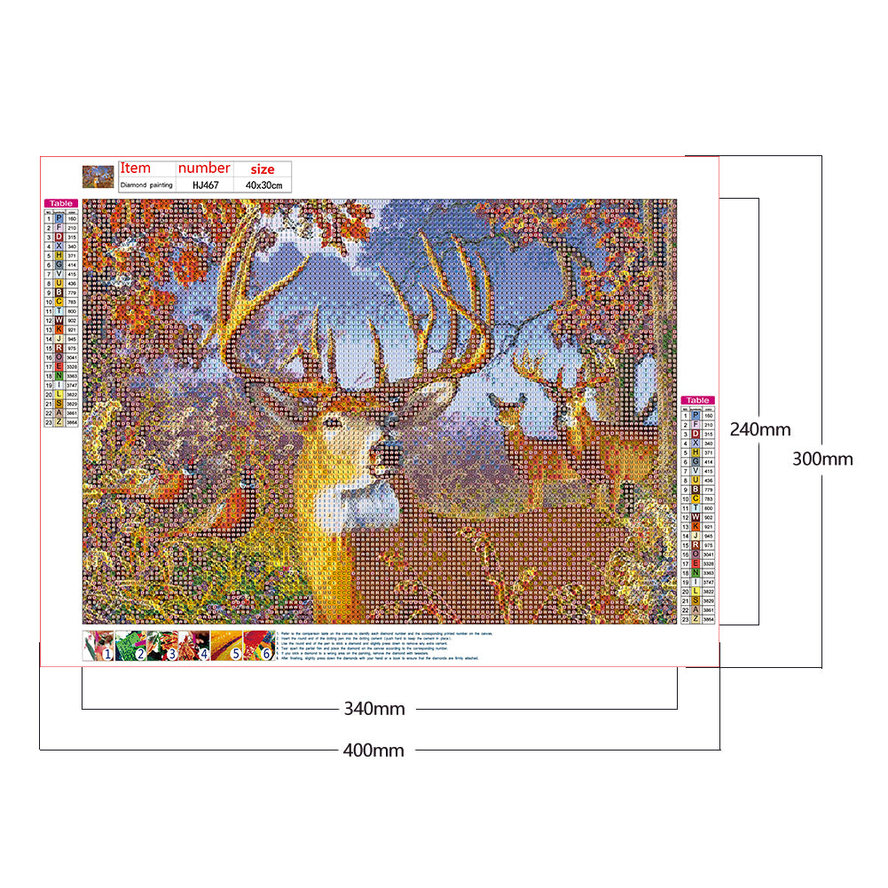 Forest Deers - Full Round Drill Diamond Painting 40*30CM