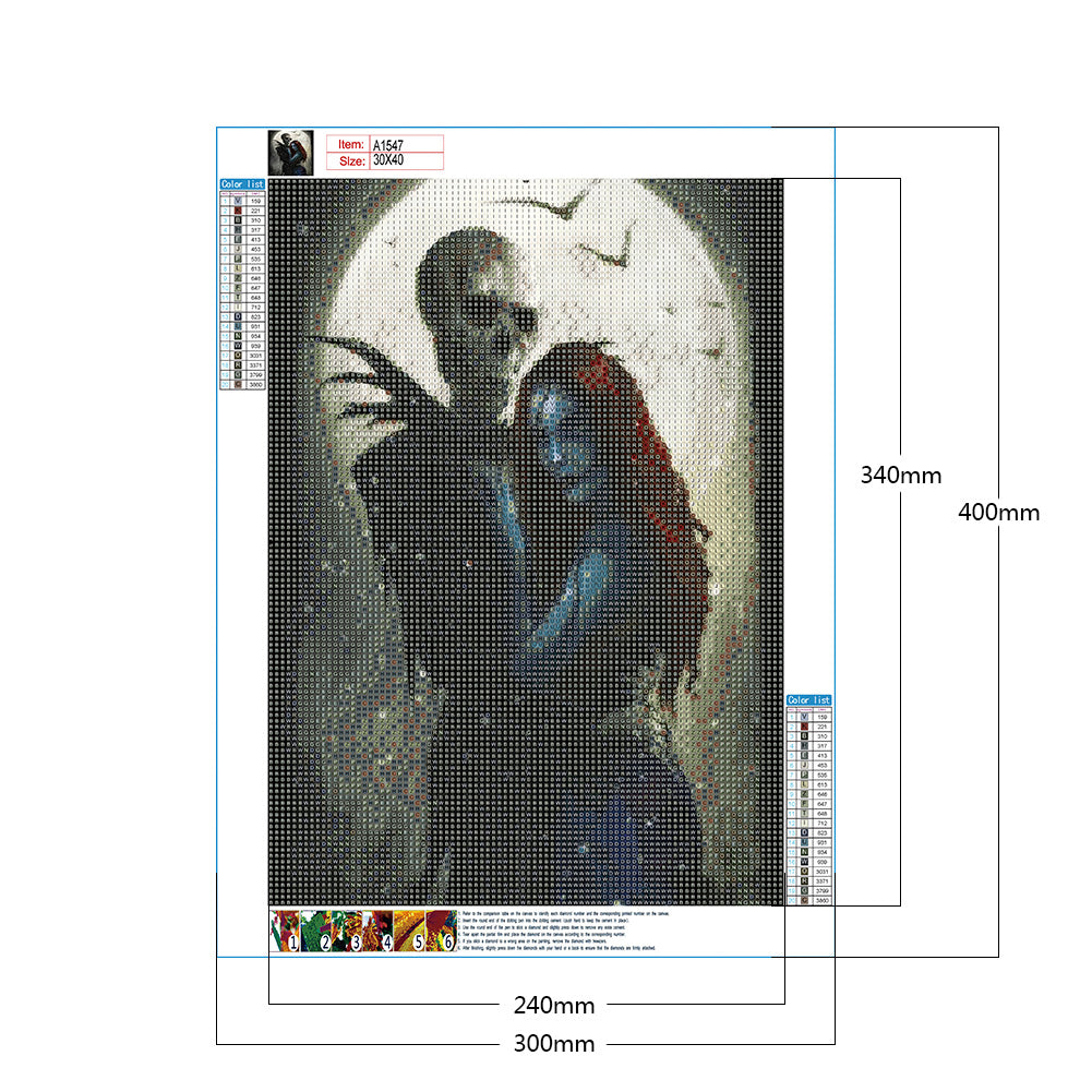 Skull Night - Full Round Drill Diamond Painting 30*40CM