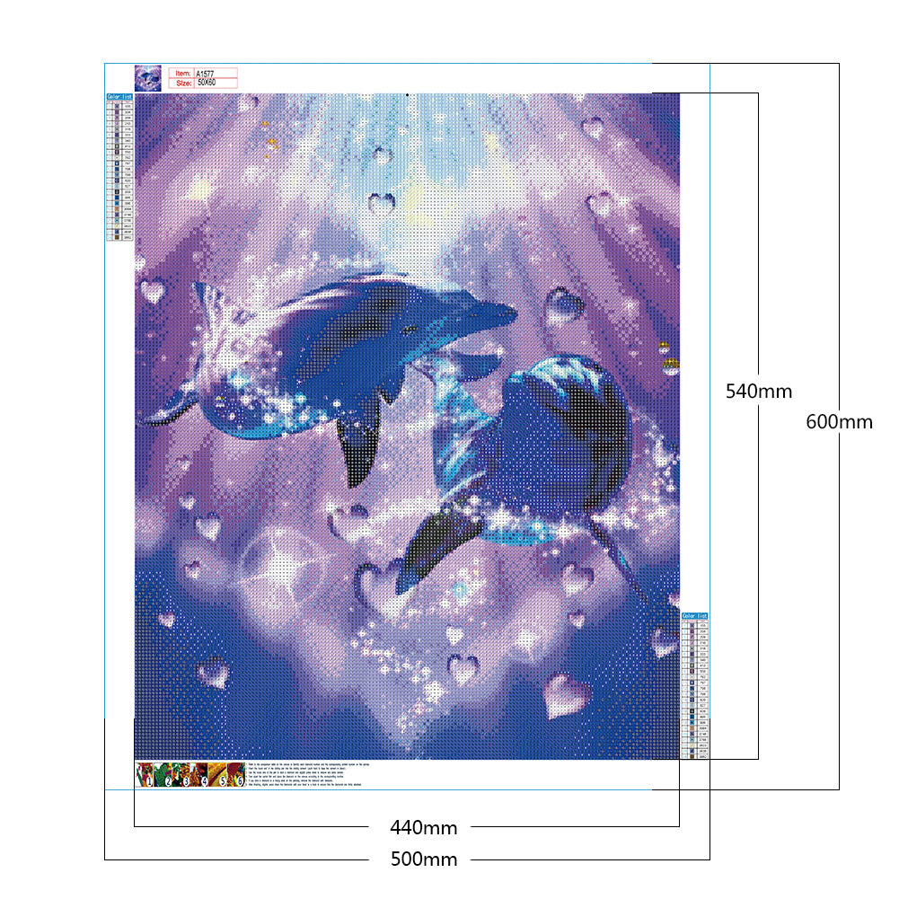 Dolphin - Full Round Drill Diamond Painting 50*60CM