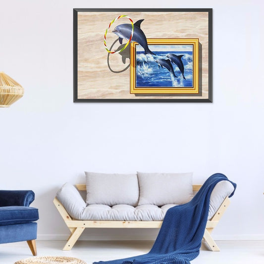 Dolphin - Full Round Drill Diamond Painting 60*40CM