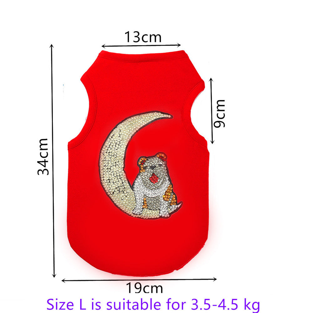 5D Diamond Painting DIY Pet Clothes Moon Dog Sleeveless T-Shirts Pullovers