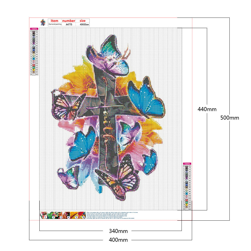 Cross Butterfly - Full Round Drill Diamond Painting 40*50CM