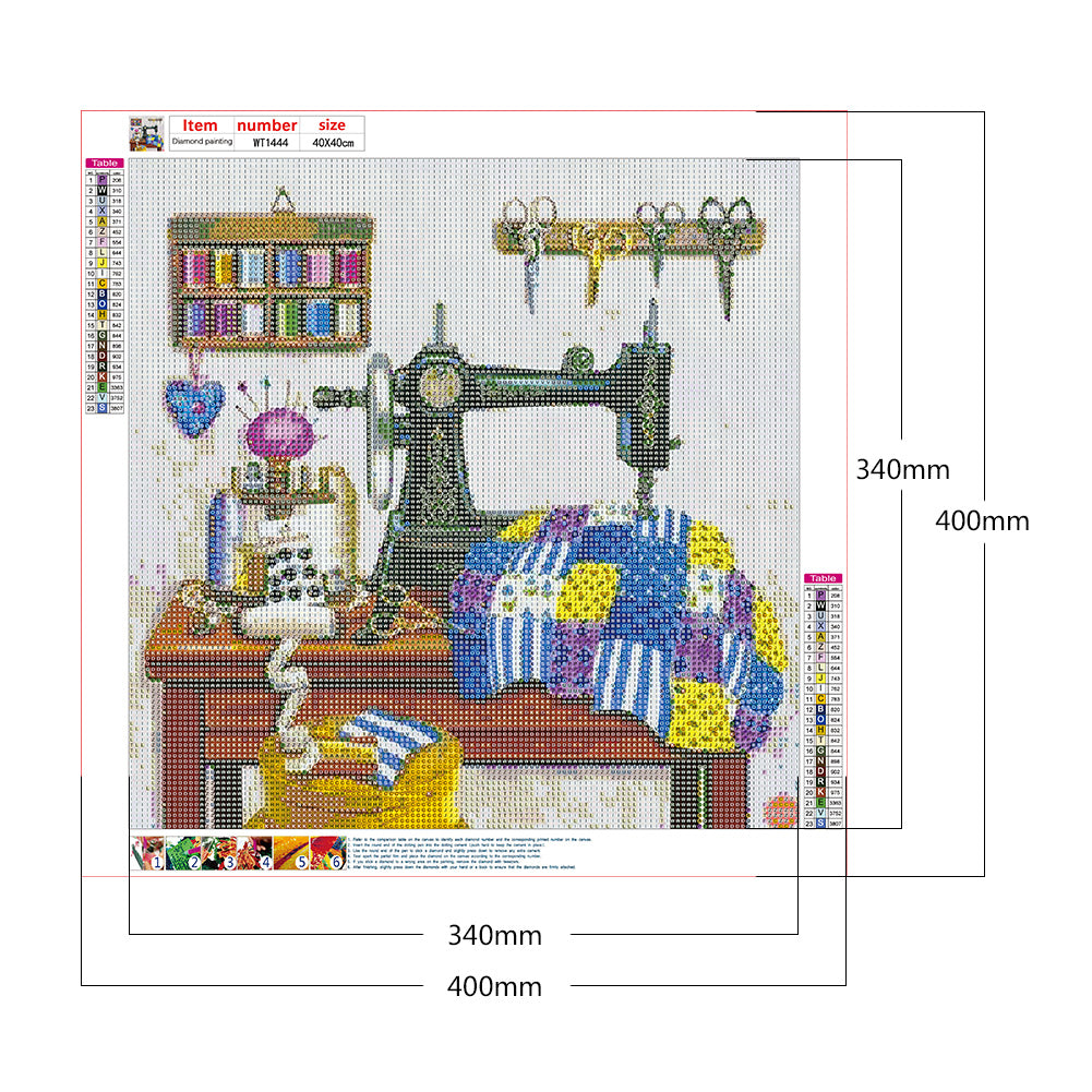 Sewing Machine - Full Round Drill Diamond Painting 40*40CM