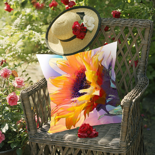 Cross Stitch Pillow Case 11CT Sunflower Stamped DIY Pillow Cover for Sofa