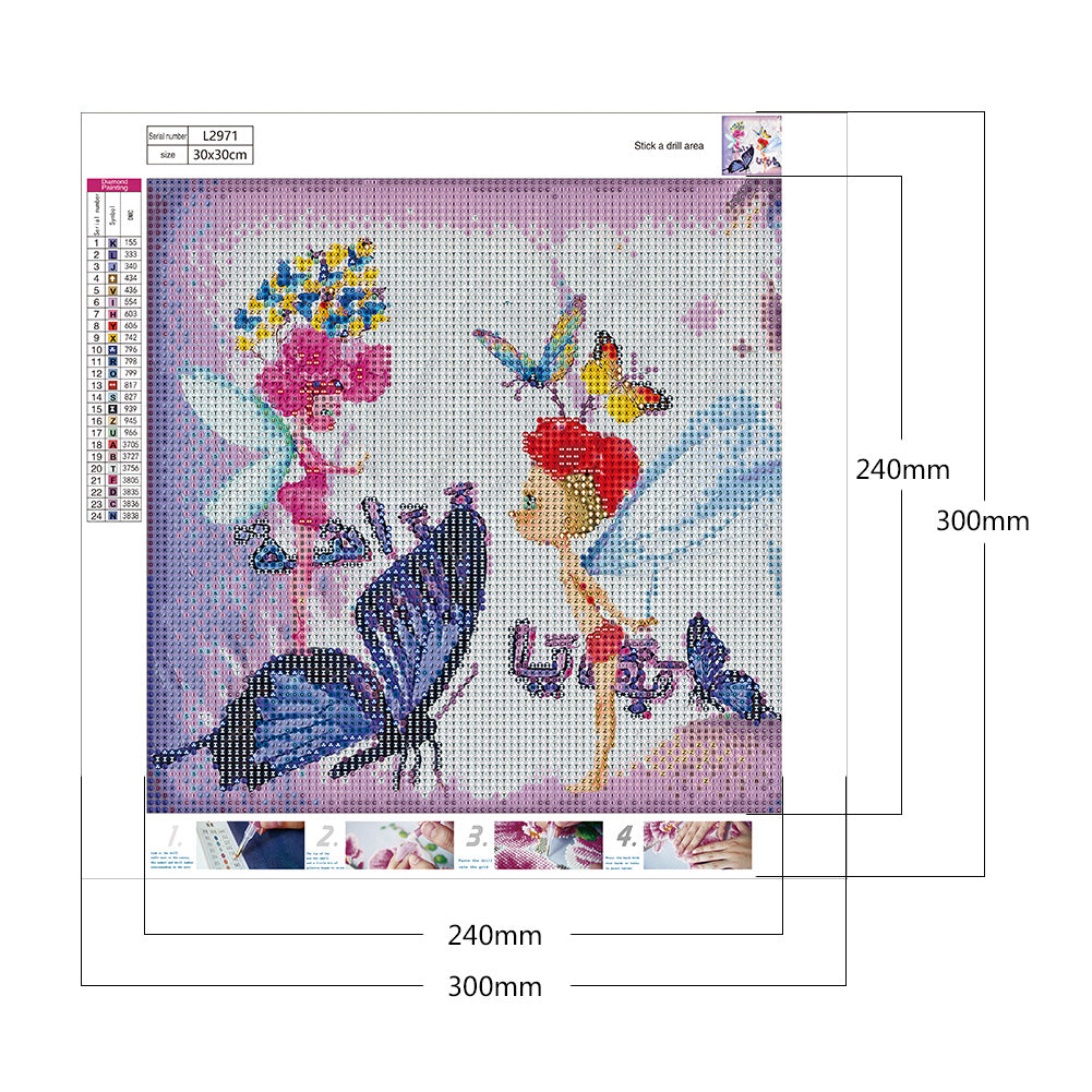 Butterfly Fairy - Full Round Drill Diamond Painting 30*30CM