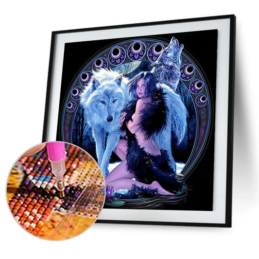 Beauty And The Wolf - Full Round Drill Diamond Painting 40*40CM