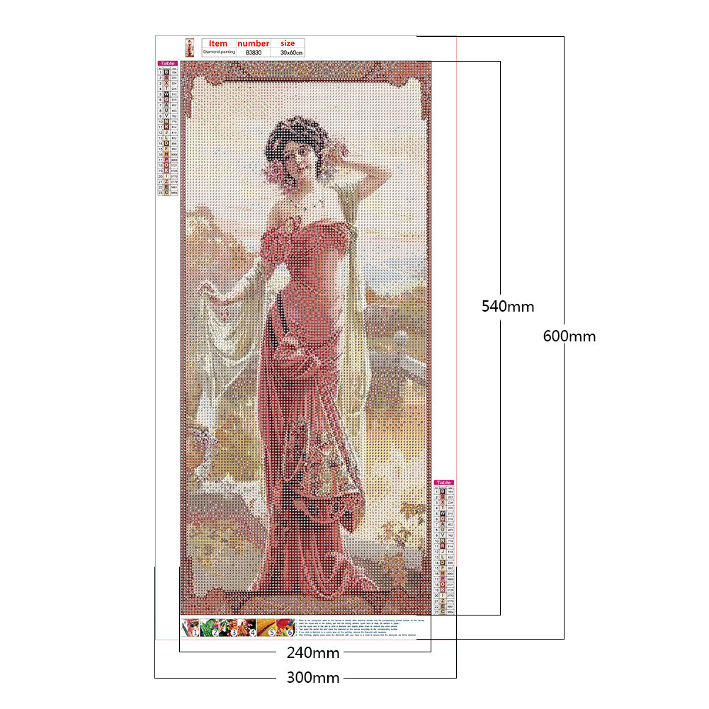Retro Woman - Full Round Drill Diamond Painting 30*60CM