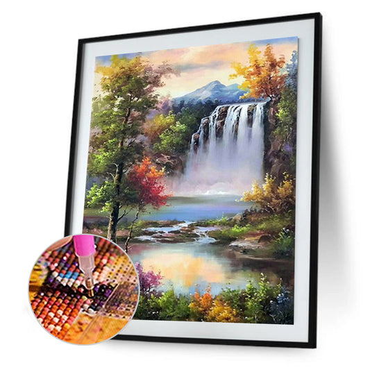 Waterfall Scenery - Full Round Drill Diamond Painting 50*60CM