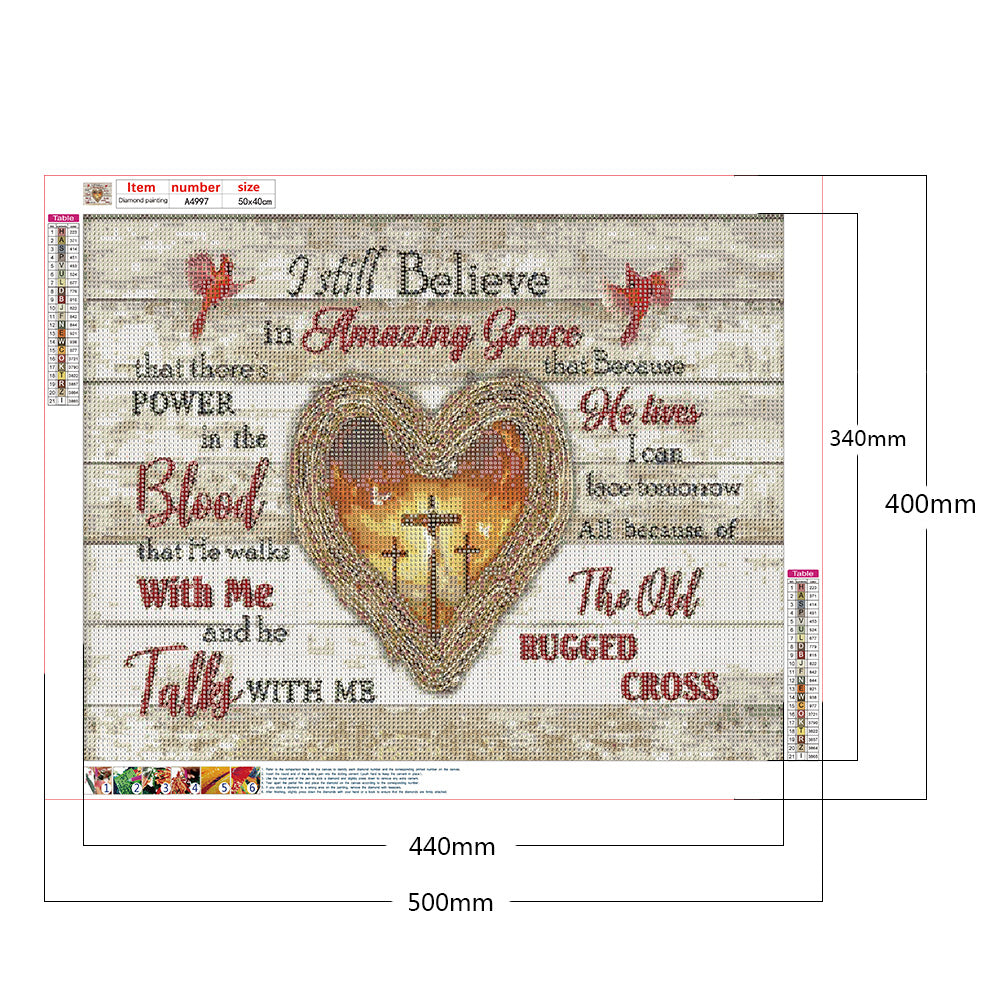 Cross Love In English - Full Round Drill Diamond Painting 50*40CM