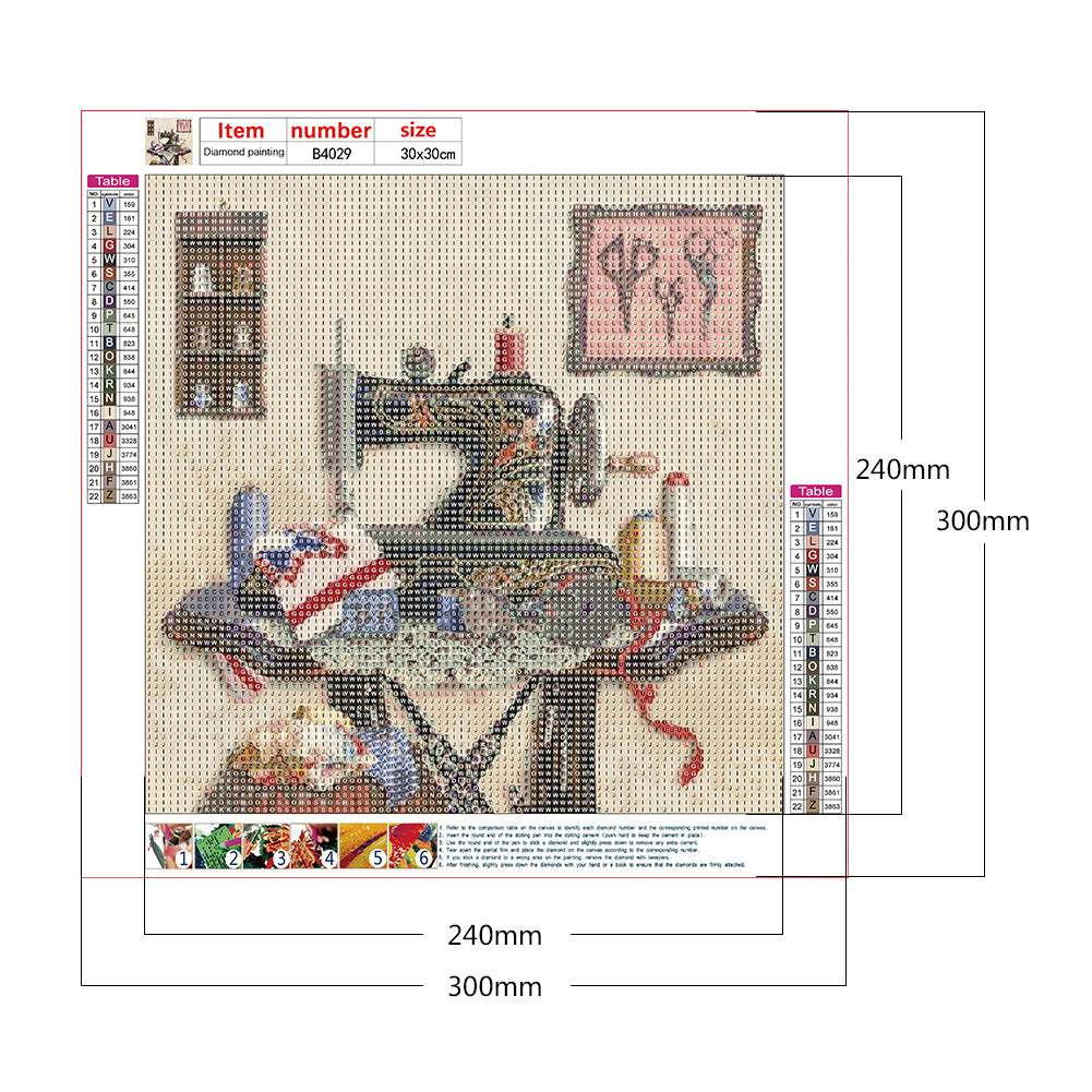 Sewing Machine 30*30CM(Canvas) Full Round Drill Diamond Painting