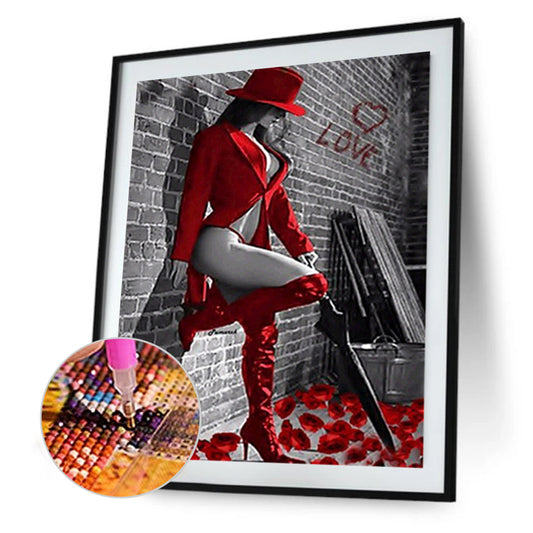 Beauty In Red 50*60CM(Canvas) Full Round Drill Diamond Painting
