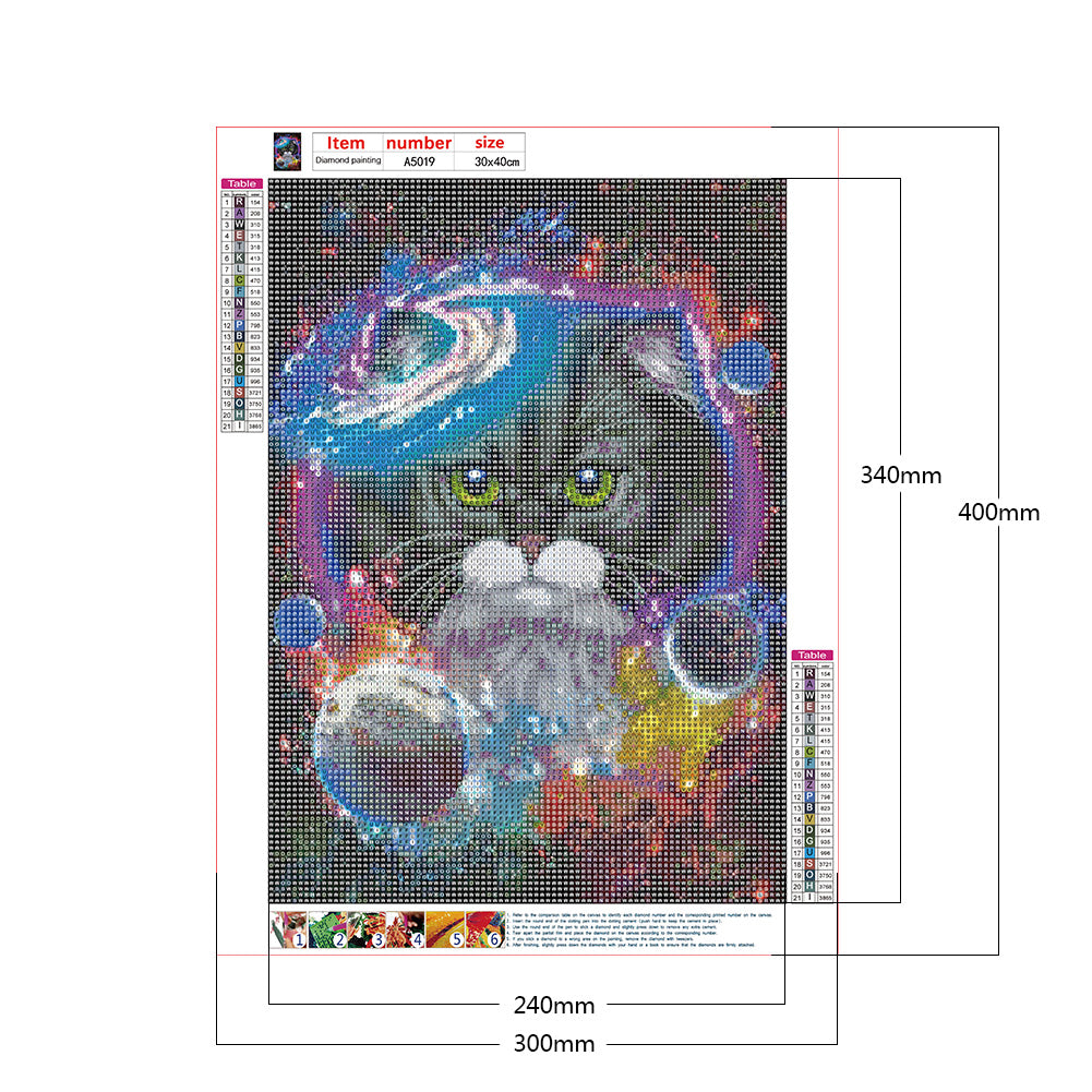 Cat In The Universe 30*40CM(Canvas) Full Round Drill Diamond Painting