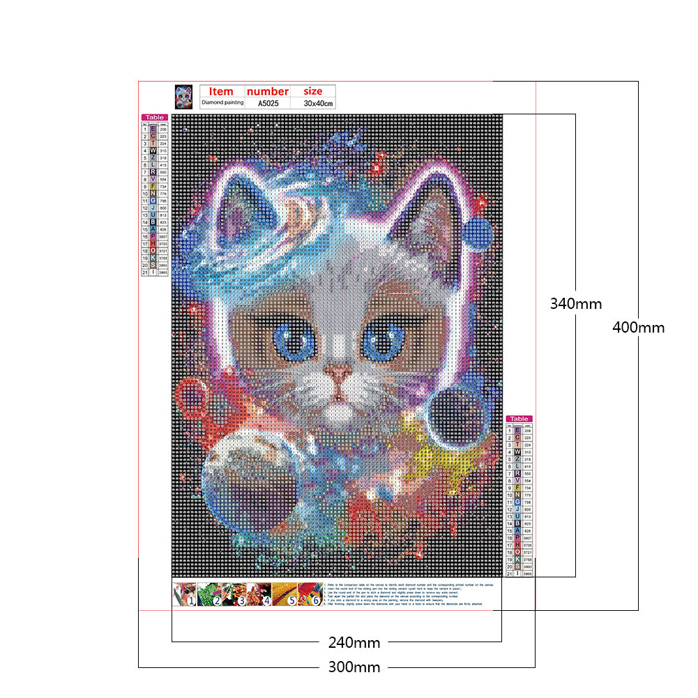 Cat In The Universe 30*40CM(Canvas) Full Round Drill Diamond Painting