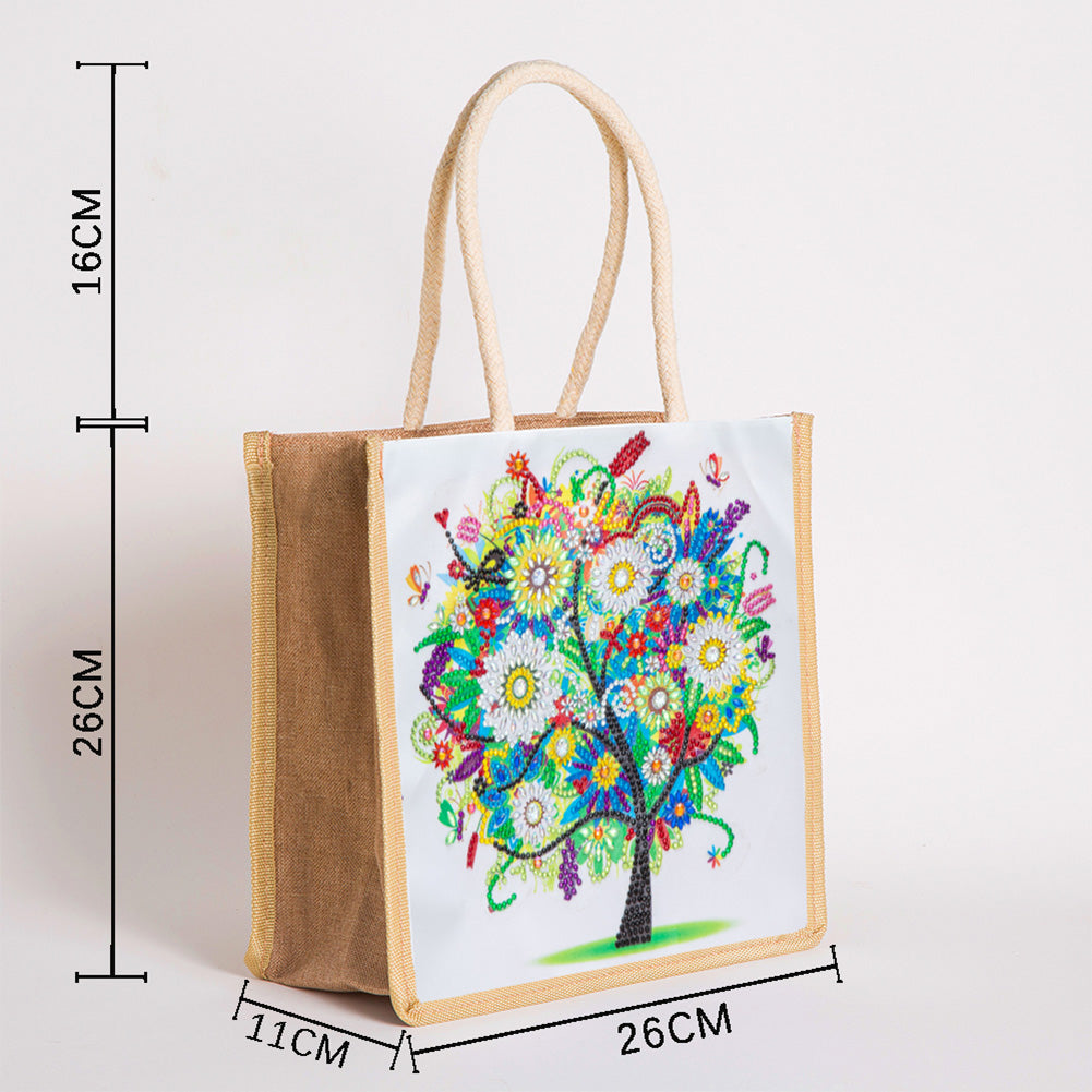 5D Diamond Painting Handbag DIY Eco-friendly Linen Shopping Storage Bags