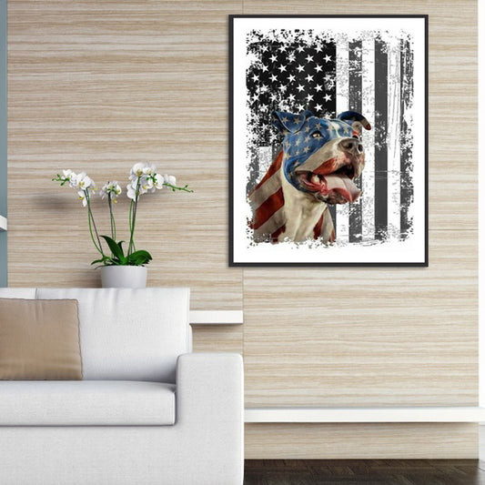 Flag Dog 30*40CM(Canvas) Full Round Drill Diamond Painting