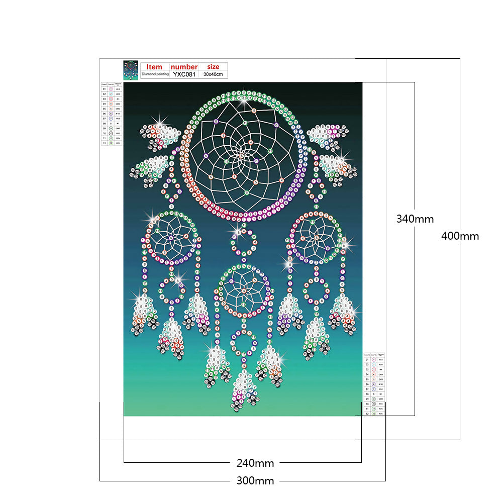 Colorful Dream Catcher 30*40CM(Canvas) Crystal Drill Diamond Paiting