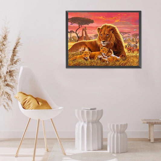 Lion 40*30CM(Canvas) Full Round Drill Diamond Painting