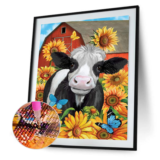 Sunflower Cow - Full Round Drill Diamond Painting 30*40CM