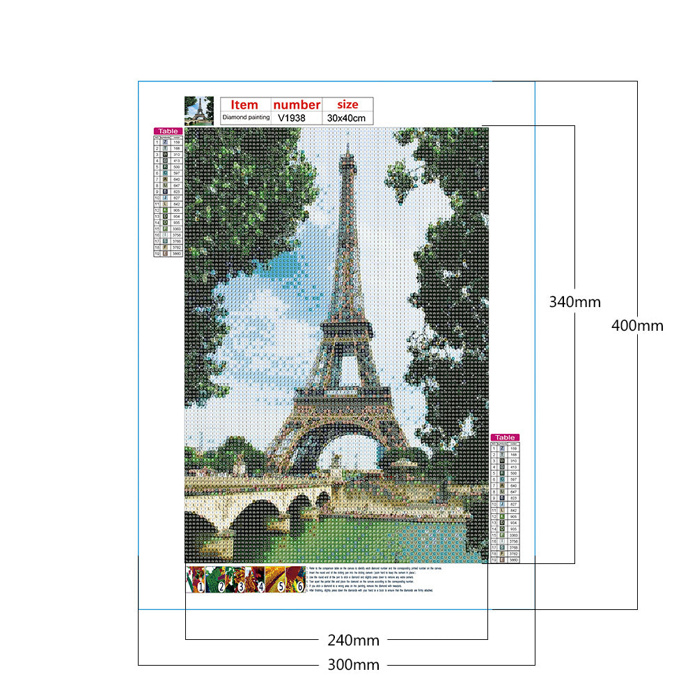 Eiffel Tower - Full Round Drill Diamond Painting 30*40CM